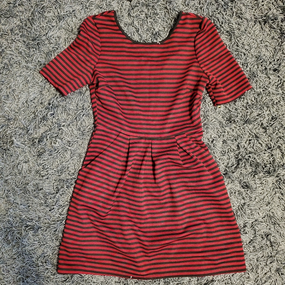 Black and red striped dress